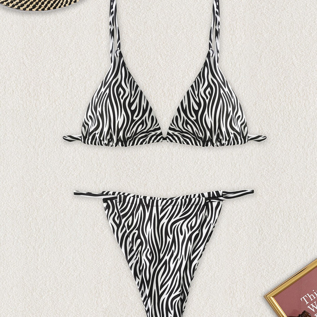 Damen Triangel-Bikini mit spannendem Zebra-Design und verstellbaren Trägern Drune
