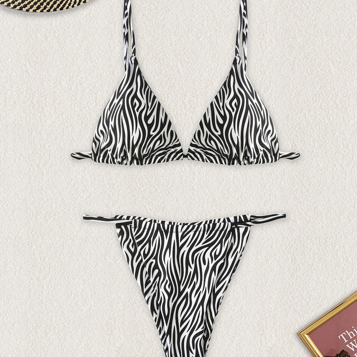 Damen Triangel-Bikini mit spannendem Zebra-Design und verstellbaren Trägern Drune