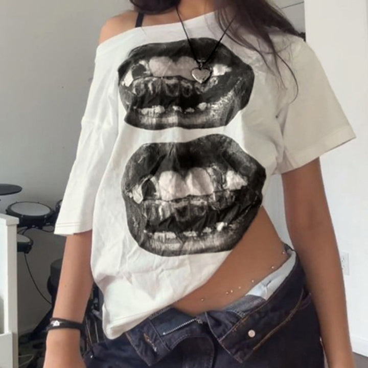 Damen Kreatives Oversized T-Shirt mit grafischem Druck Drune