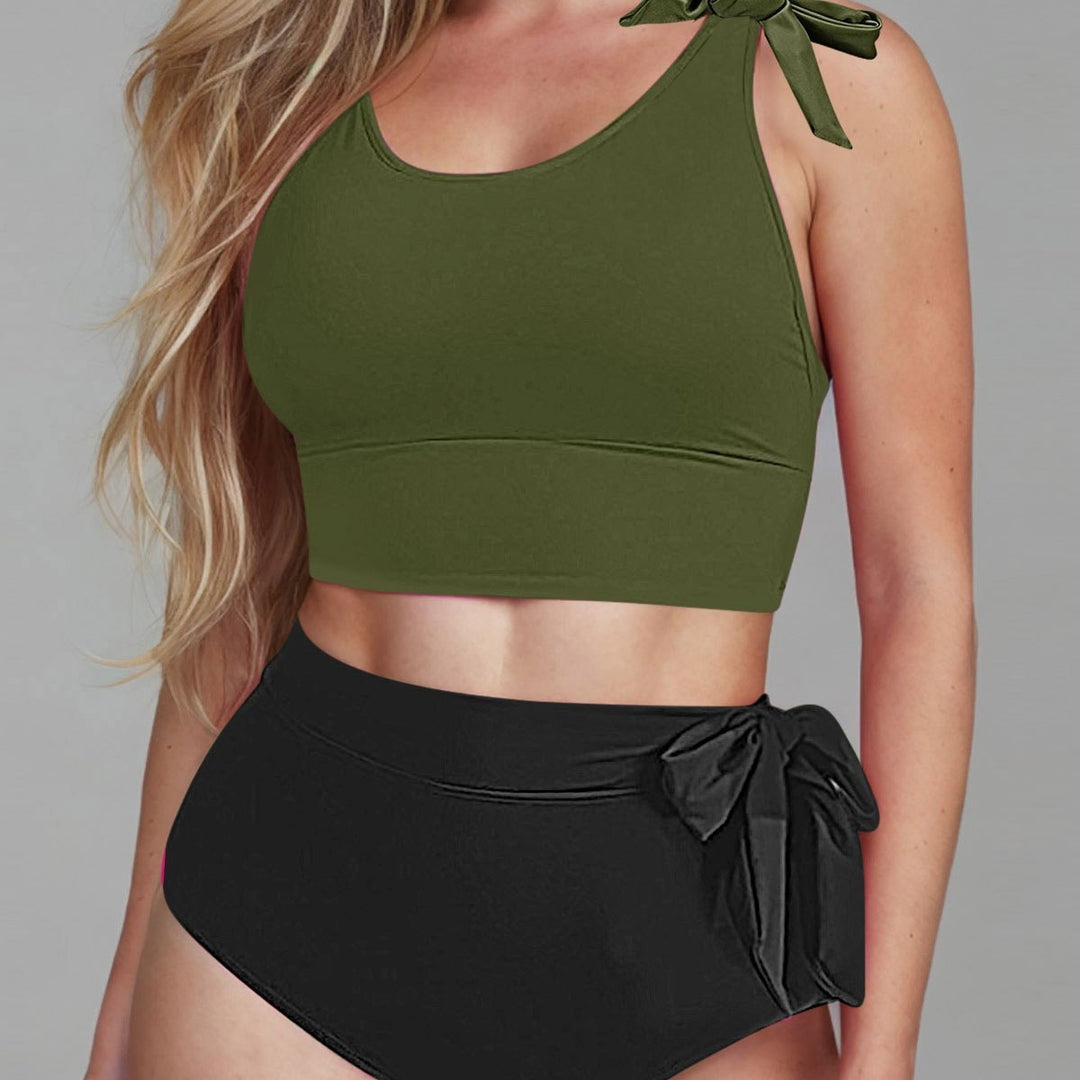 Damen Hochtailliertes Bikini-Set mit verspielten Schleifen Drune