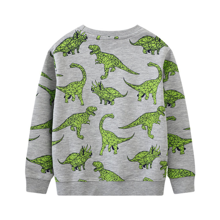 Kinder Sweatshirt mit kreativem Dinosaurier-Muster Drune