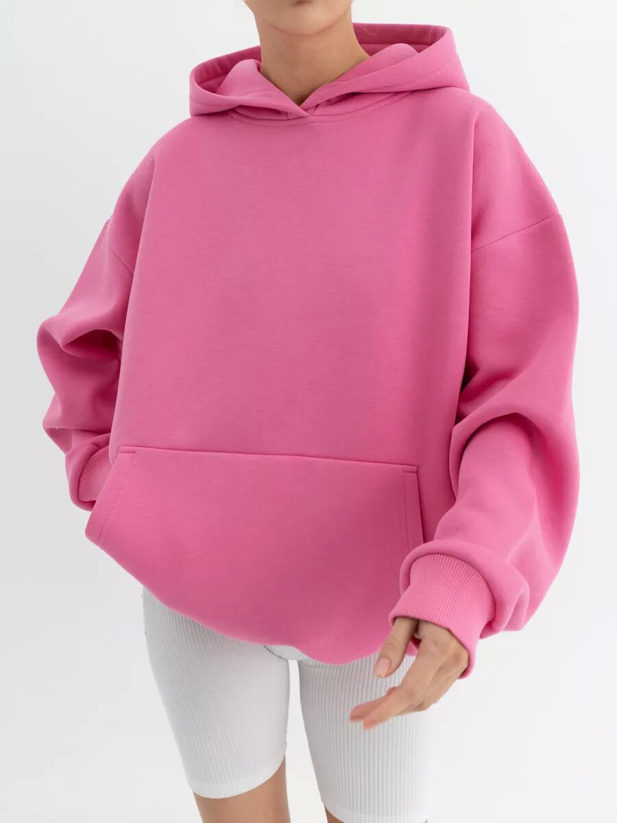 Damen nan oversized Kapuzenpullover mit Kängurutasche und dropped-shoulder Schnitt Drune