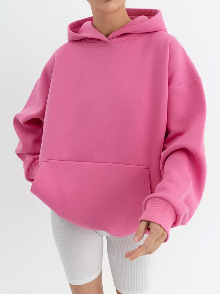 Damen nan oversized Kapuzenpullover mit Kängurutasche und dropped-shoulder Schnitt Drune