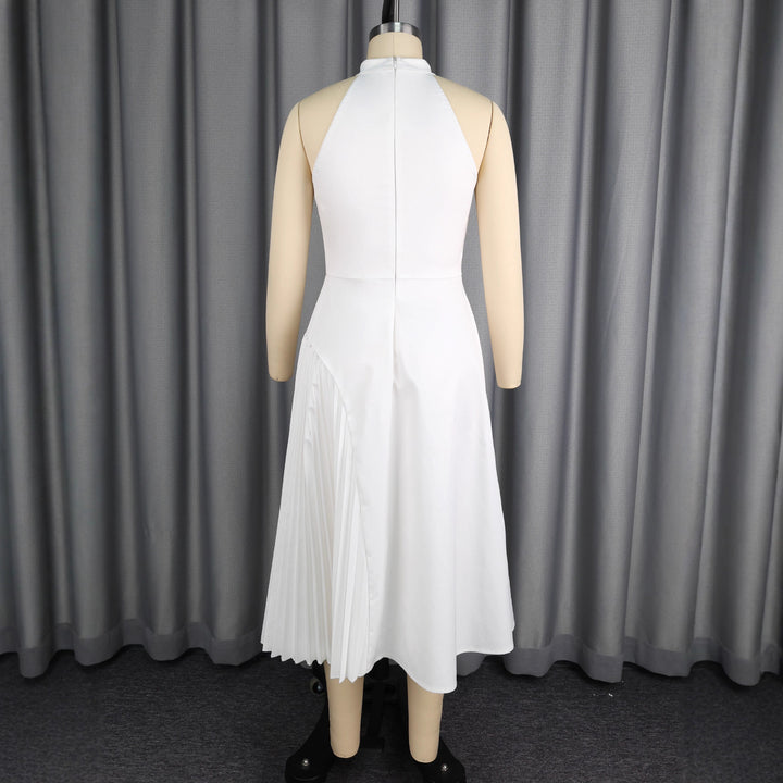 Damen Elegantes Midikleid mit Keyhole-Ausschnitt und plissiertem Saum Drune