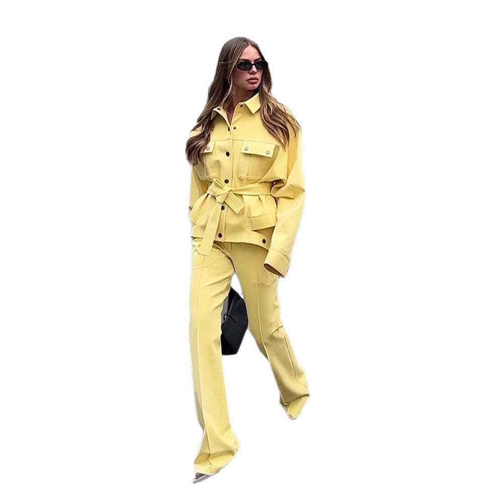 Damen modische Oversized Jacke und Pants Set Drune