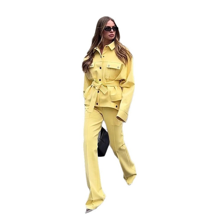 Damen modische Oversized Jacke und Pants Set Drune