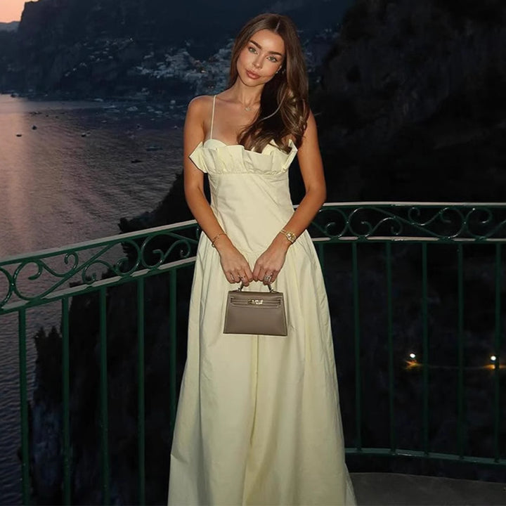 Damen Elegantes Maxikleid mit volantierten Details Drune