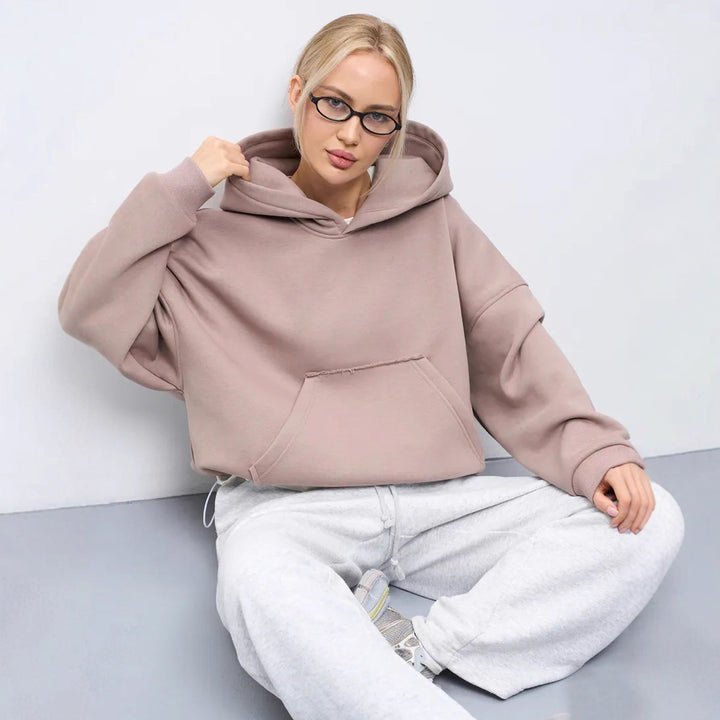 Damen oversized Kapuzenpullover mit seitlichen Taschen und lässigem Schnitt Drune