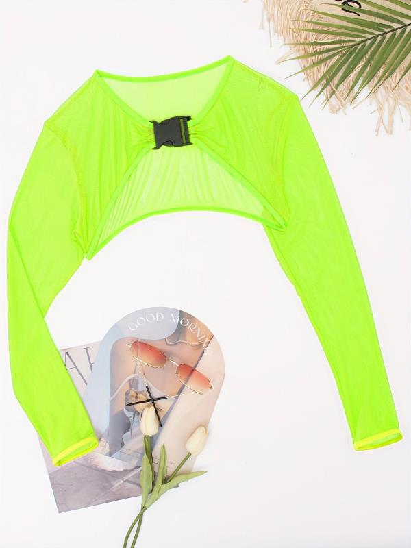 Damen Modischer Mesh-Oberteil mit langer Arm Drune