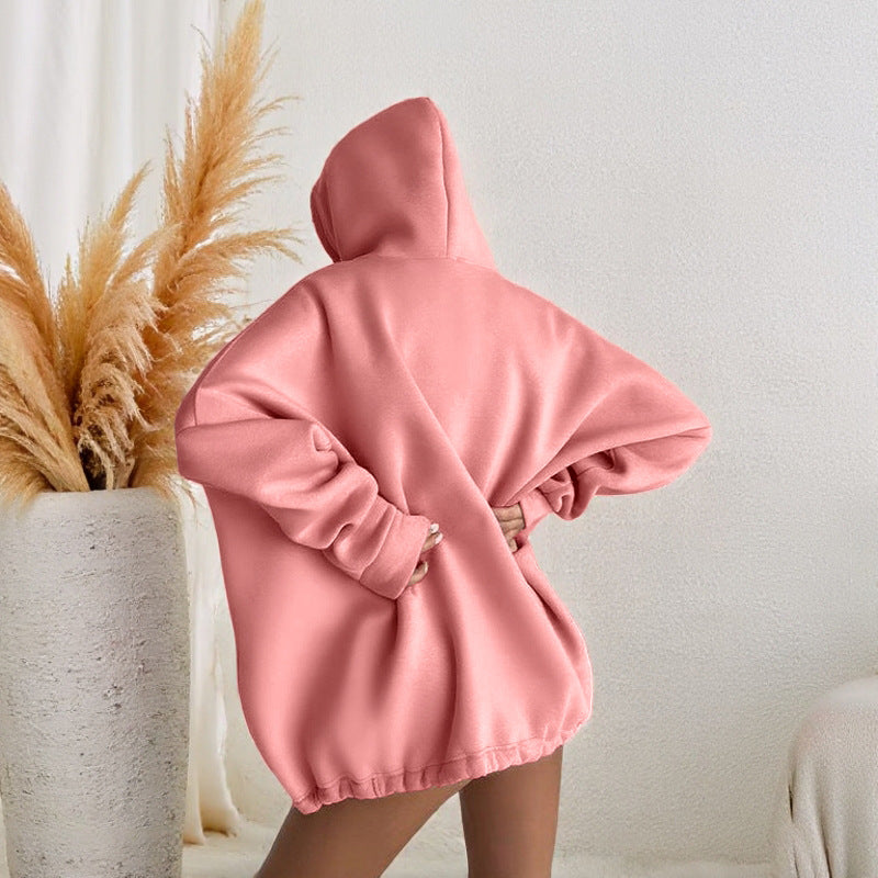 Damen oversized Hoodie mit verstellbarem Bund und Kängurutasche Drune