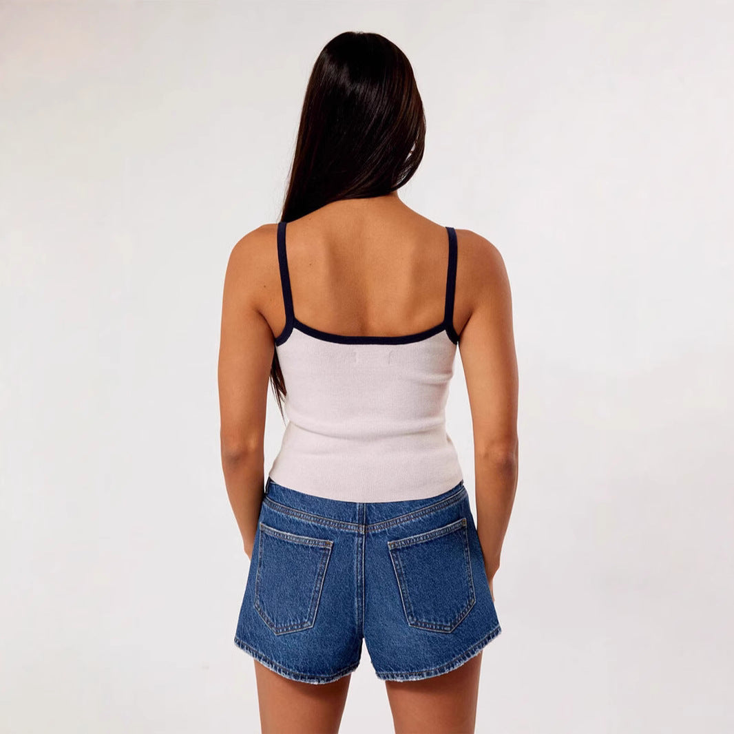 Damen Figurbetontes Crop-Top mit edlem Schriftzug Drune