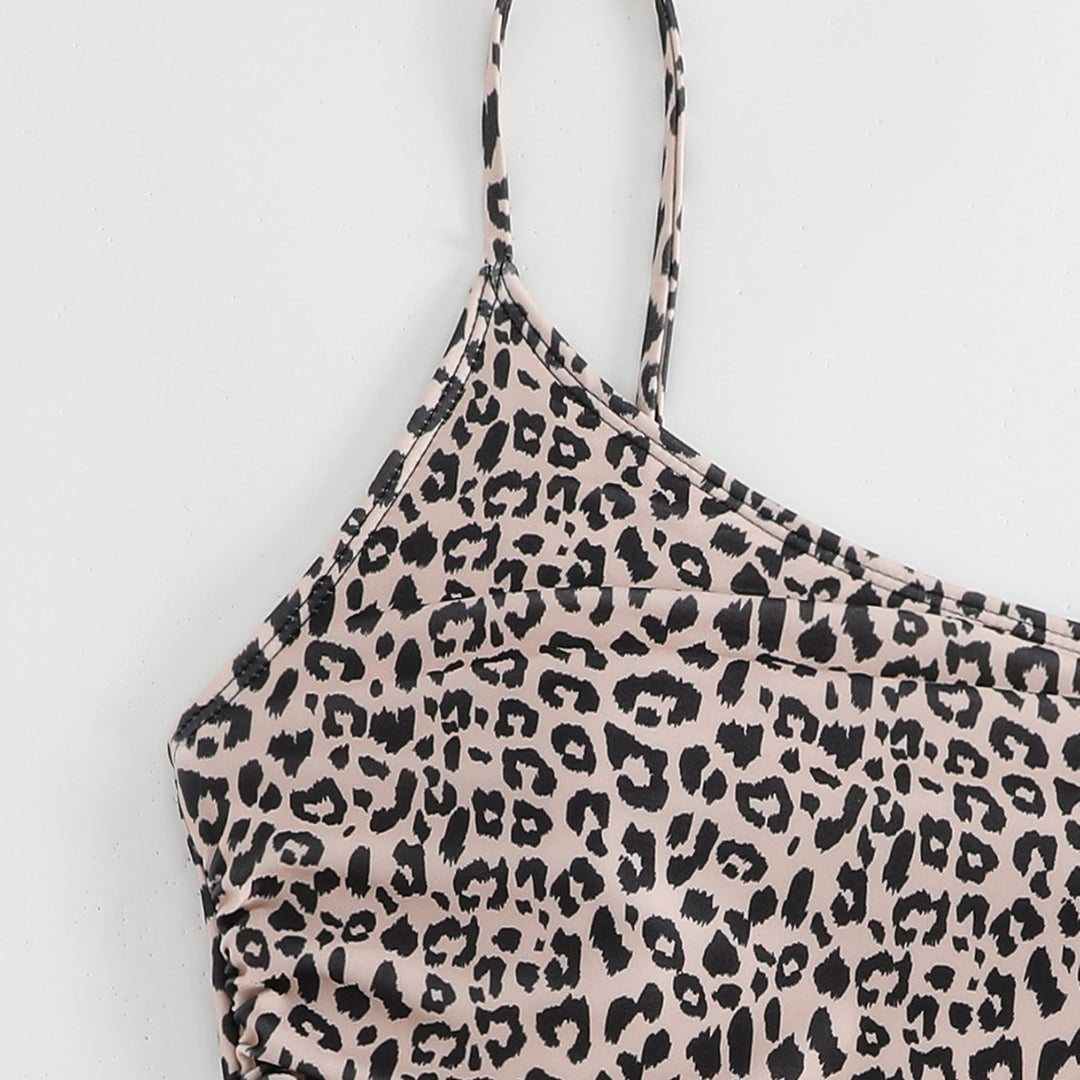 Damen One-Shoulder Badeanzug mit stylischem Animal-Print und femininen Raffungen Drune