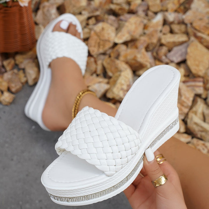 Damen Wedge-Pantoletten mit offener Zehenpartie und glitzerndem Akzent Drune