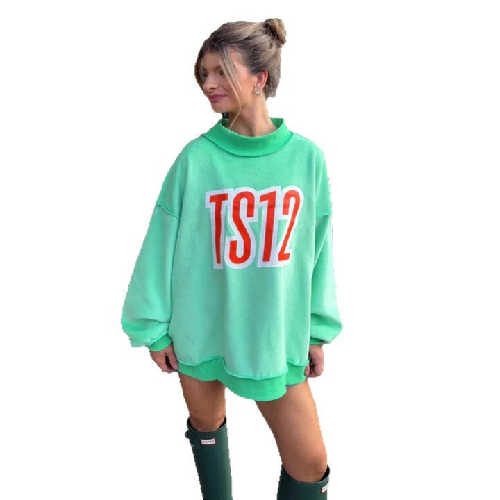 Damen Oversized Sweatshirt mit kreativem Grafikdruck Drune