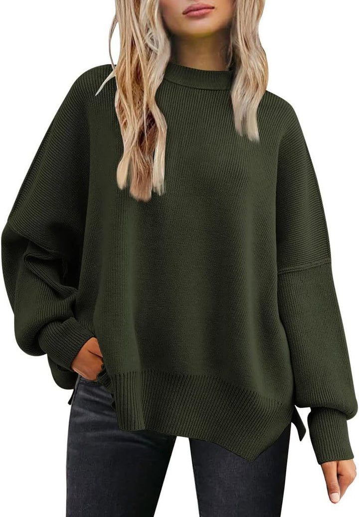 Damen Oversized Strickpullover mit breiten Ärmeln und strukturierter Oberfläche Drune