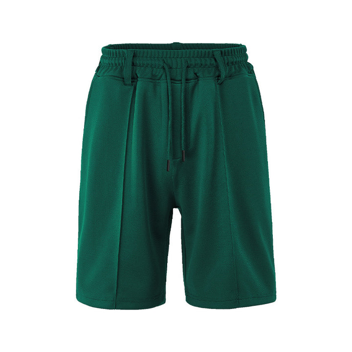 Herren nan technische Netzstruktur-Shorts mit Bügelfalte, Gürtelschlaufen und elastischem Kordelbund Drune