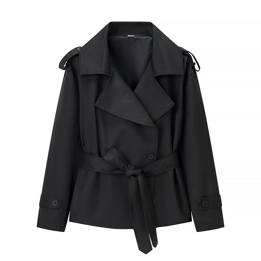 Damen Elegante und moderne Trenchcoatjacke mit Gürtel Drune