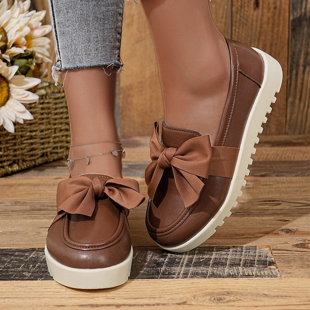 Damen Loafers mit dekorativem Schleifen-Design und rutschfester Sohle Drune