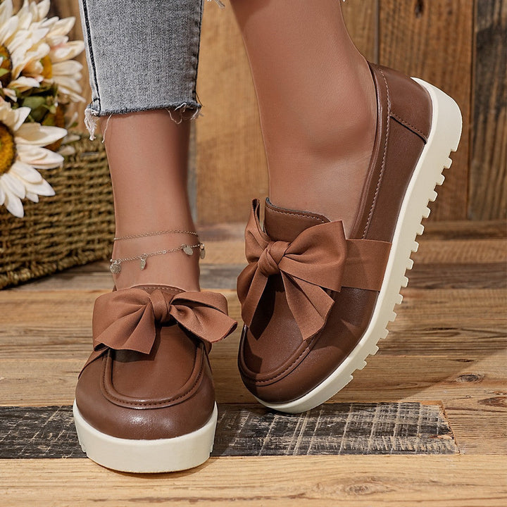 Damen Loafers mit dekorativem Schleifen-Design und rutschfester Sohle Drune