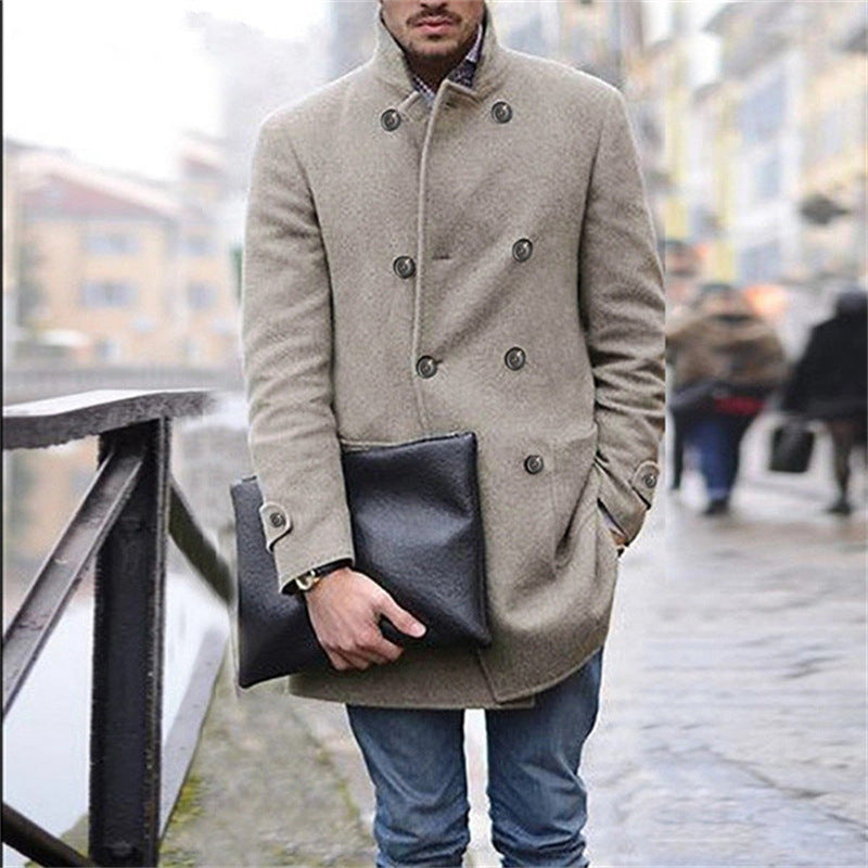 Herren eleganter Wintermantel mit doppelter Knopfleiste und wärmendem Innenfutter Drune