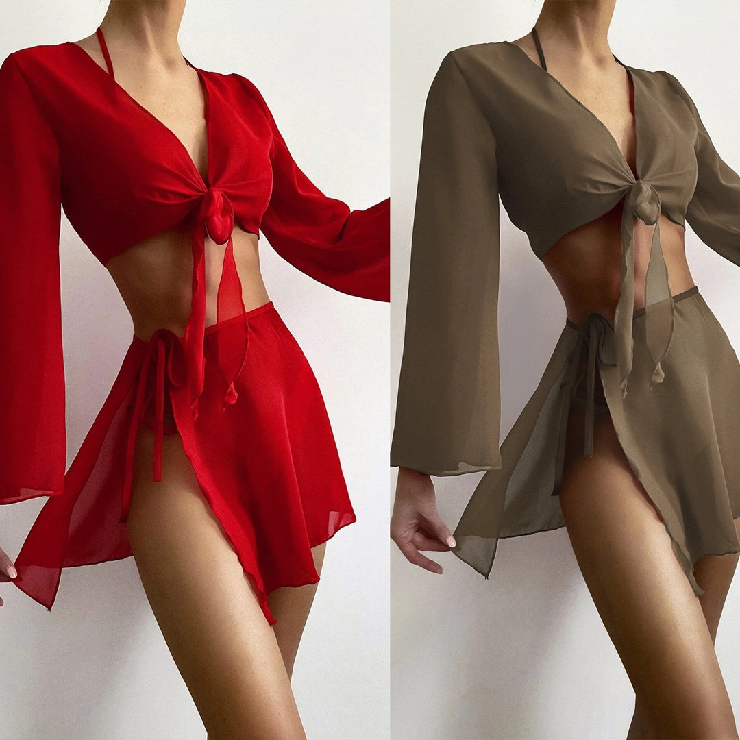 Damen Baumwoll Strandset mit lässigem Wickeldesign Drune