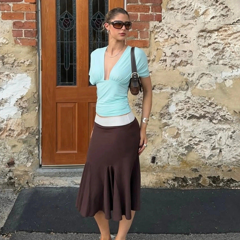 Damen Haltertop mit elegantem Wickeldesign und figurbetonter Passform Drune