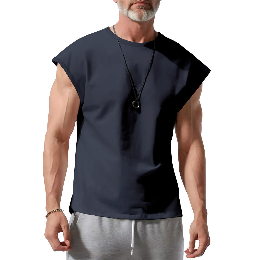 Herren nan athletisches abgeschnittenes Tanktop mit breiten Armöffnungen und Rundhalsausschnitt Drune