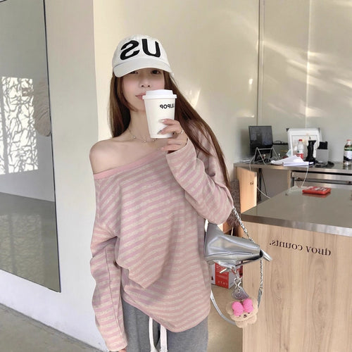 Damen lässiges gestreiftes Langarmshirt Drune