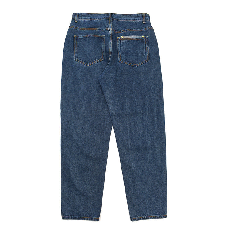 Damen High-Waisted Jeans im Vintage-Stil mit geradem Bein und praktischem Taschendesign Drune