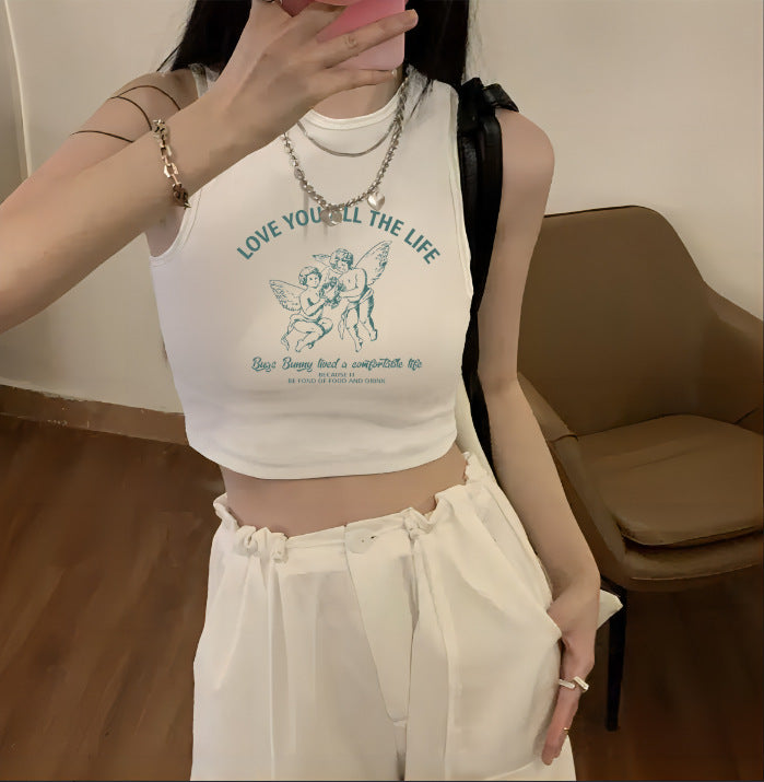 Damen Crop-Top mit kreativem Spruch und lässigem Schnitt Drune