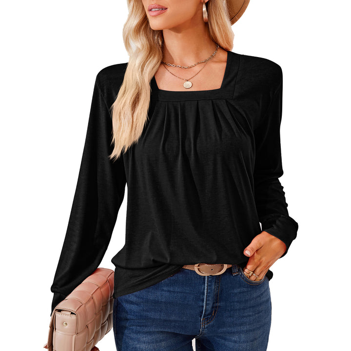 Damen Langarmshirt mit quadratischem Ausschnitt und femininer Raffung Drune