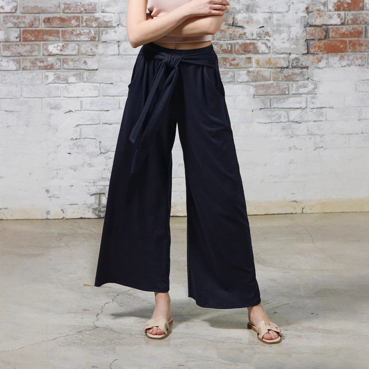 Damen Bequeme und stylische Weite Hose mit Taillengürtel Drune