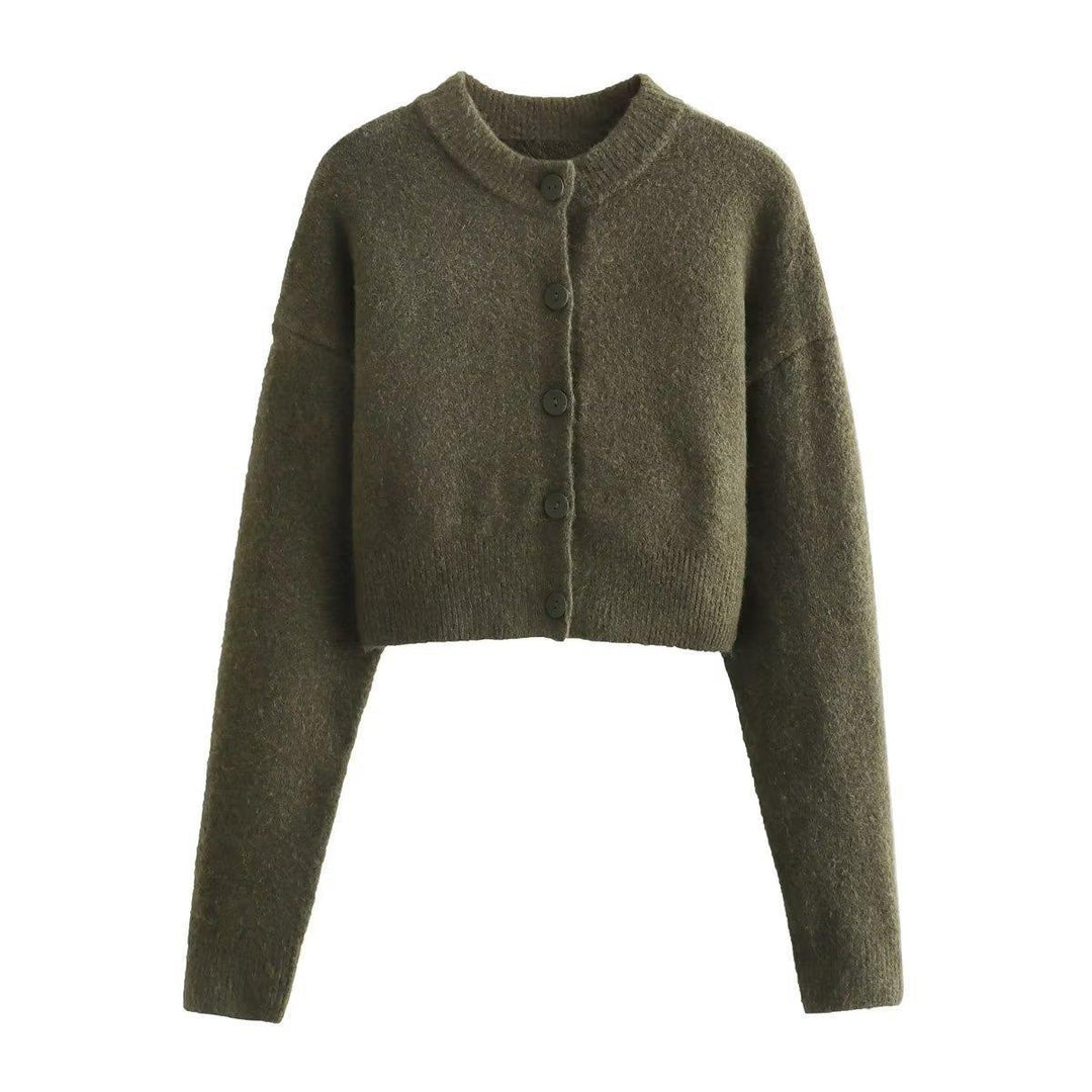 Damen cropped Strickjacke mit modernen Knöpfen Drune