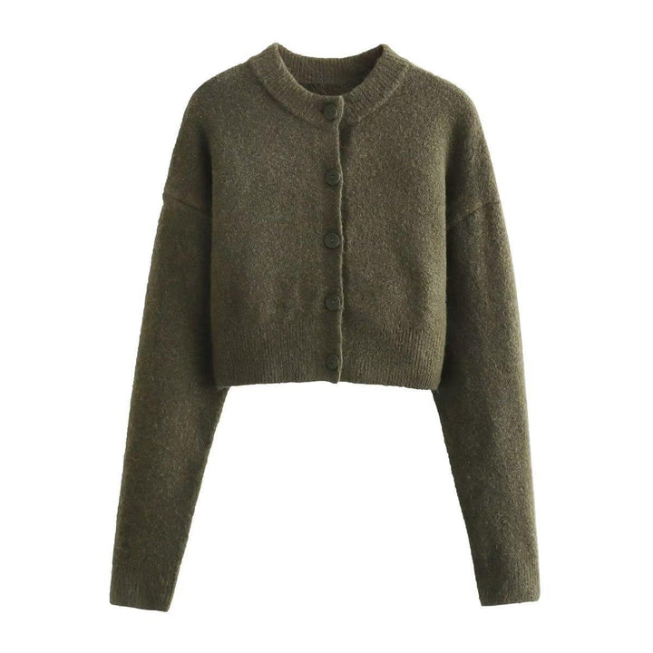Damen cropped Strickjacke mit modernen Knöpfen Drune