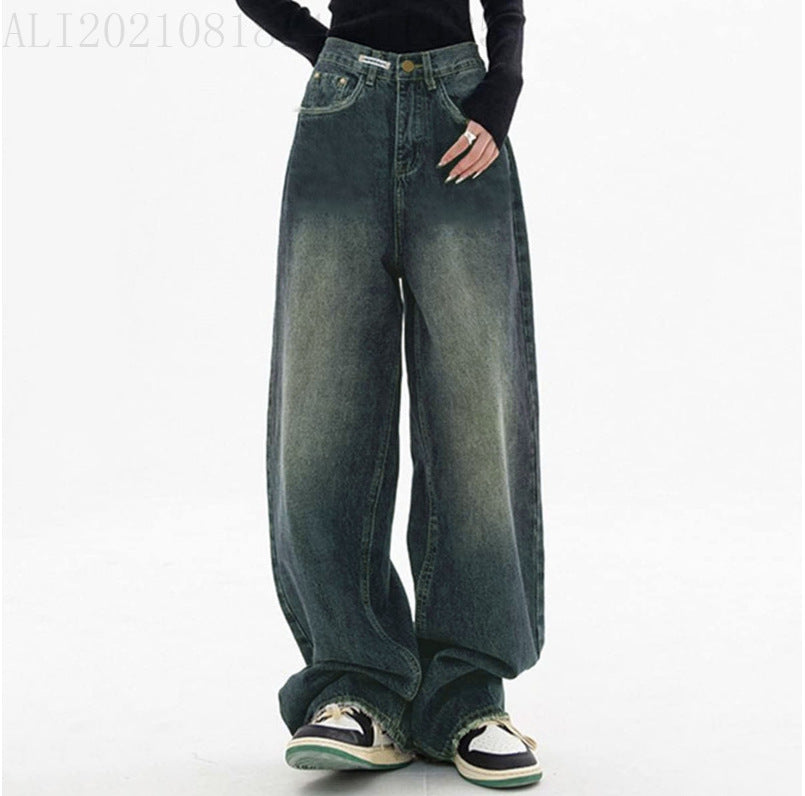 Damen weite High-Waist Jeans Drune