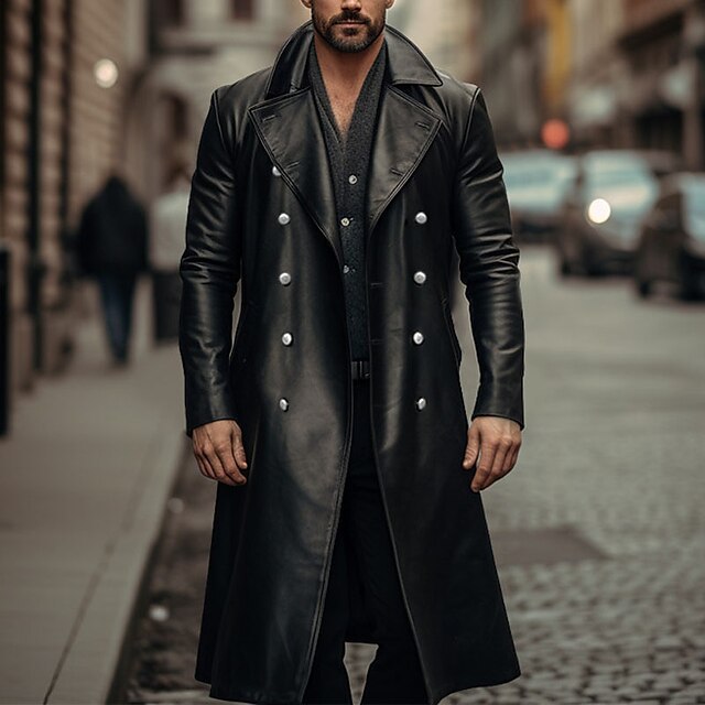 Herren Eleganter langer Trenchcoat aus hochwertigem Material Drune