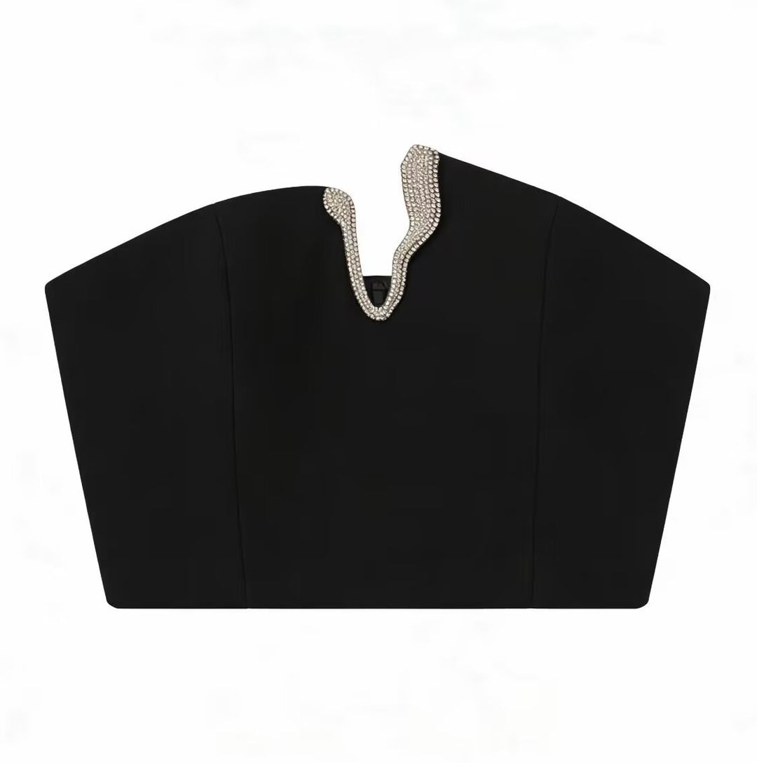 Damen Crop-Top und Mini-Rock Set mit dekorativem Detail Drune