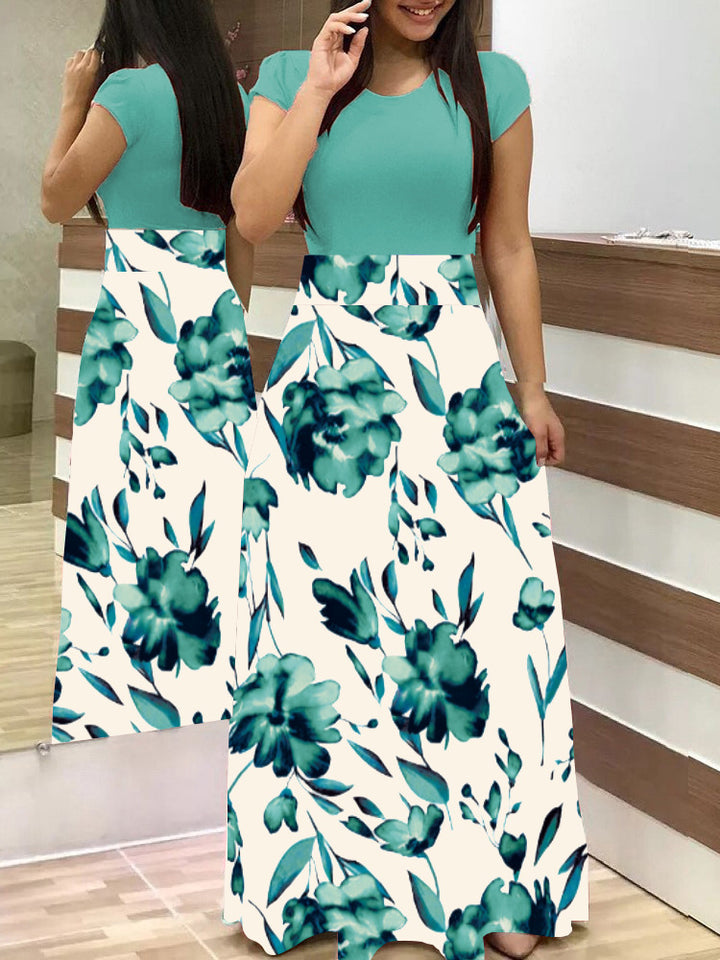 Damen Elegantes Maxikleid mit grafischem Druck und flexiblem Bund Drune
