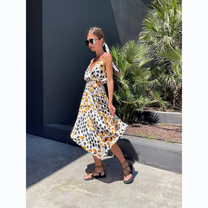 Damen Maxikleid mit elegantem Wickeldesign und modischen Rüschendetails Drune