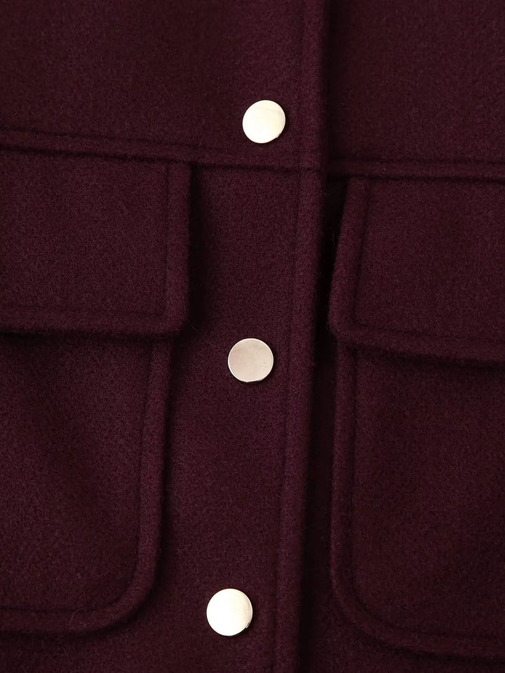 Damen kurze Militärjacke mit Taschen und dekorativen Knöpfen Drune