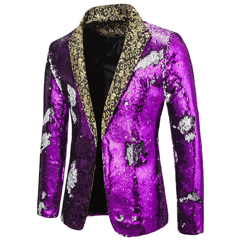 Herren extravagante Pailletten-Blazerjacke Drune