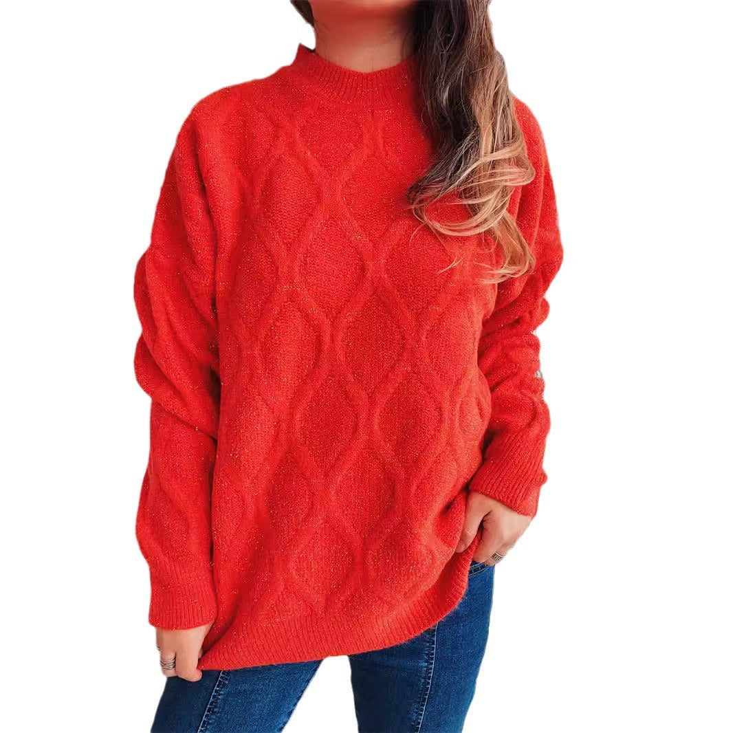 Damen Grobstrickpullover mit funkelndem Jacquard-Muster Drune