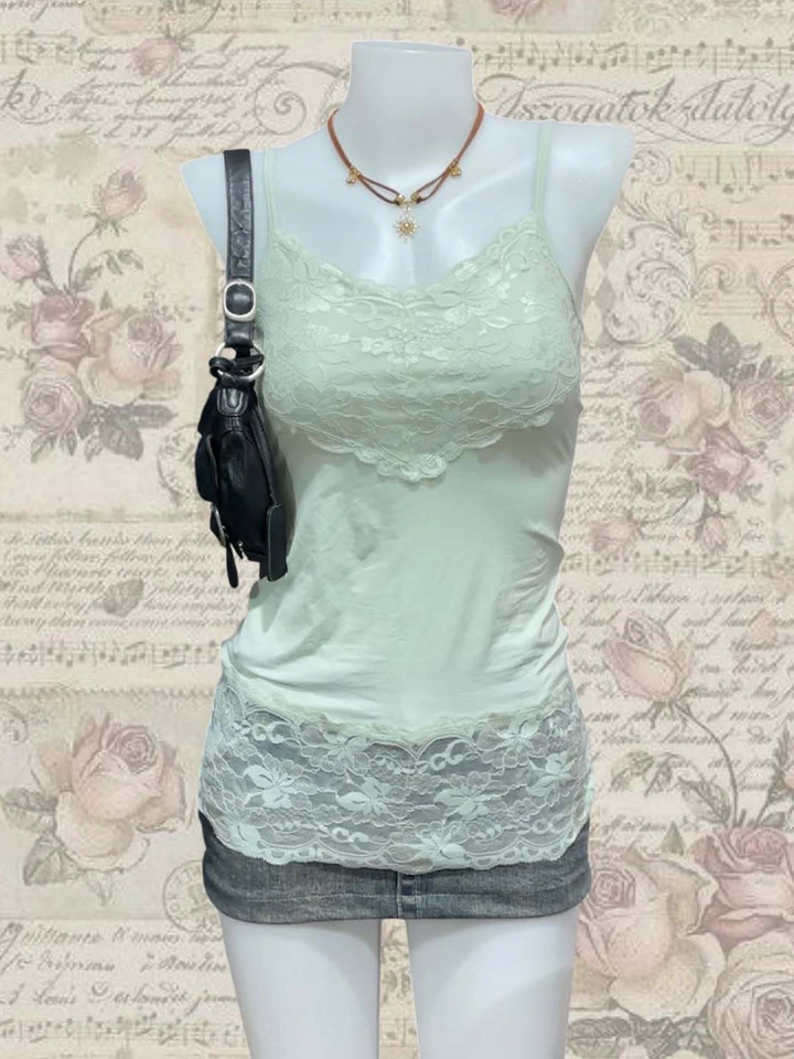 Damen Spitzen-Cami-Top mit fließendem Schnitt Drune