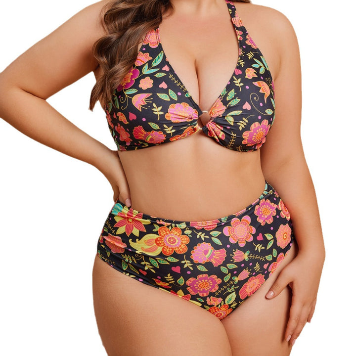 Damen Hoch tailliertes Bikini-Set mit floralem Muster Drune