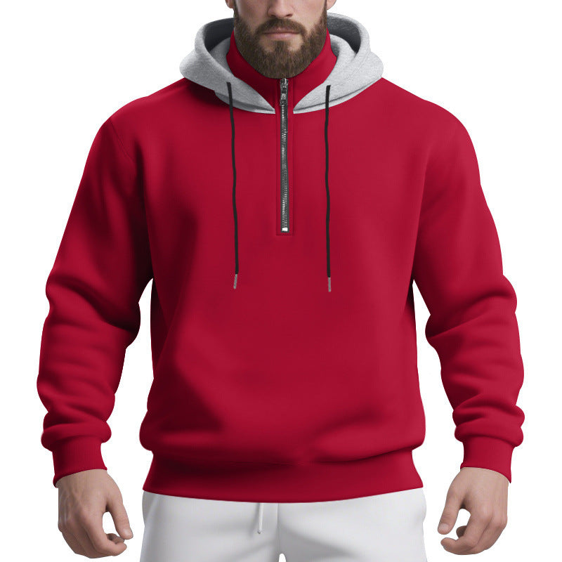 Herren sportlicher Kapuzenpullover mit halbem Reißverschluss und atmungsaktivem Stoff Drune