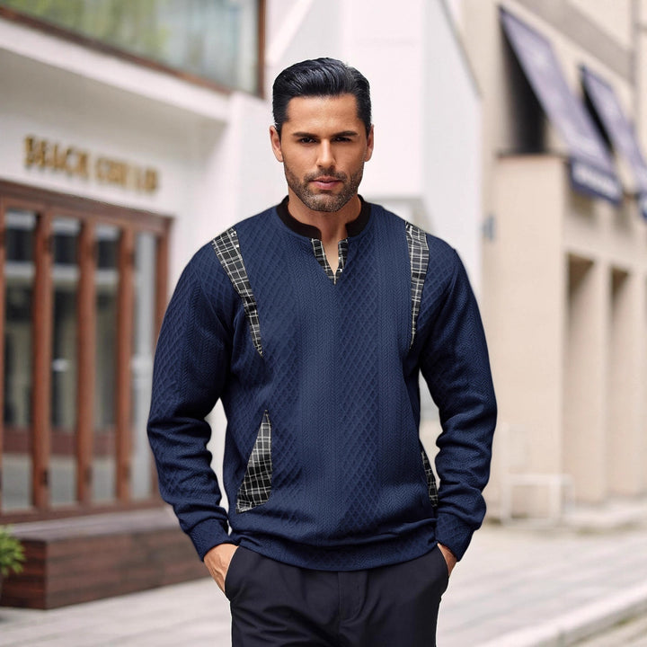 Herren Strickpullover mit modischen Karoelementen Drune
