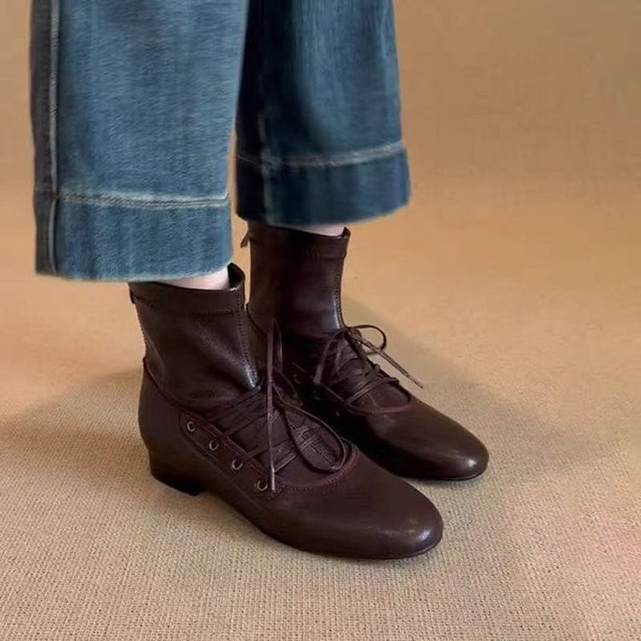 Damen zeitlose Ankle Boots mit hohem Schaft und eleganter Schnürung Drune