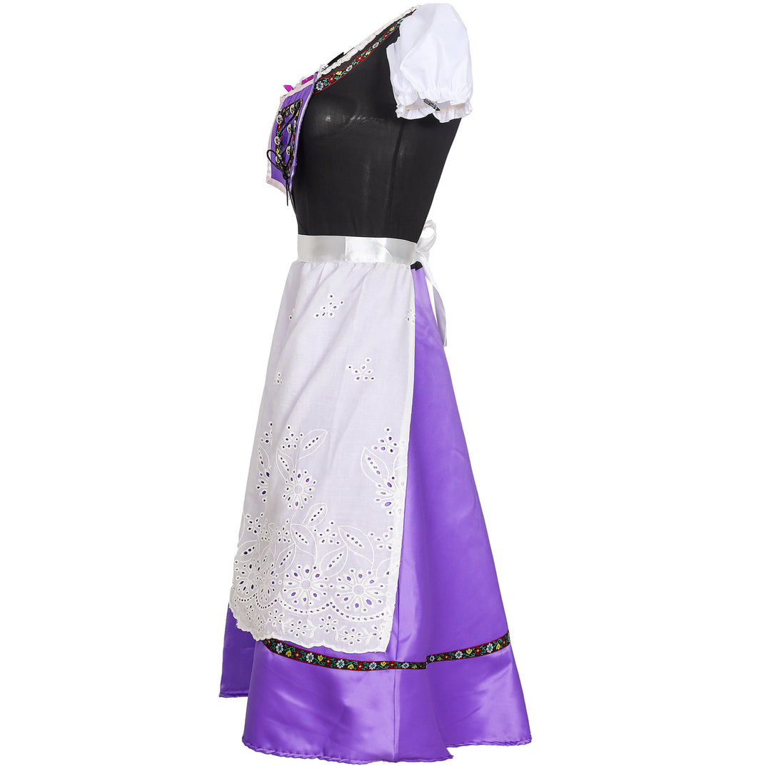 Damen nan traditionelles Dirndlkleid mit bestickter Schürze und Schnürmieder Drune
