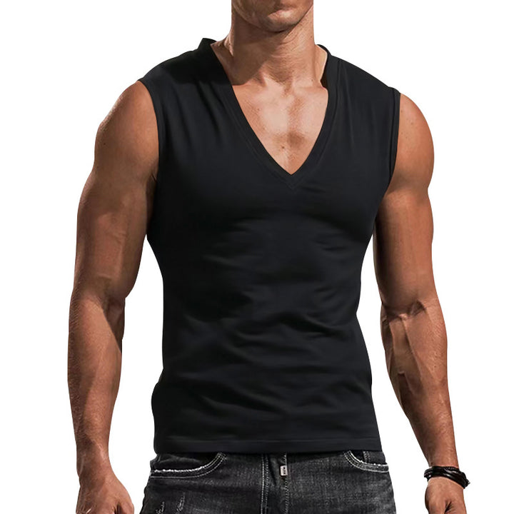 Herren ärmelloses V-Ausschnitt T-Shirt aus atmungsaktivem Material Drune