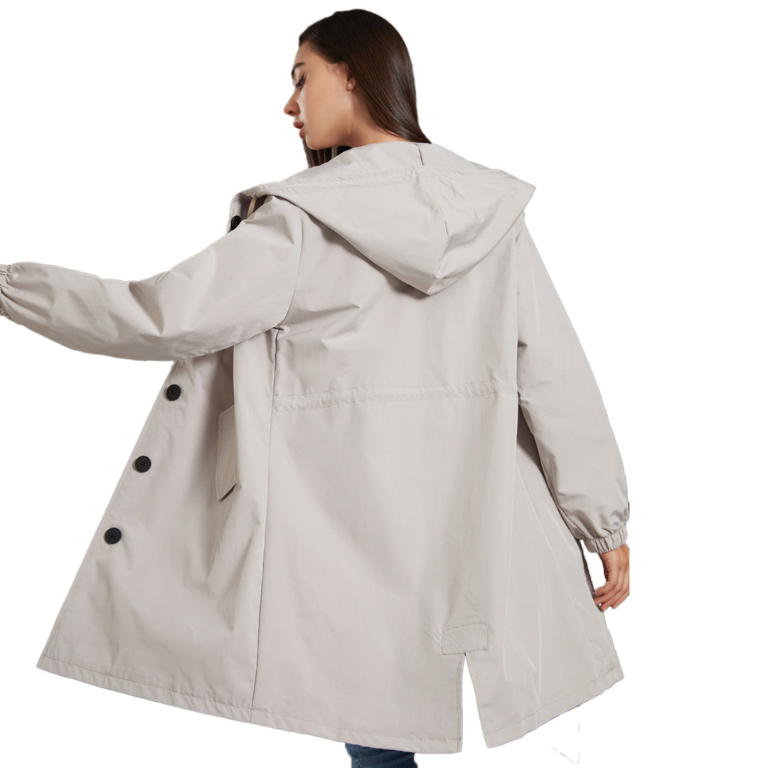 Damen modische Übergangsjacke mit verstellbarer Kapuze und praktischen Taschen Drune